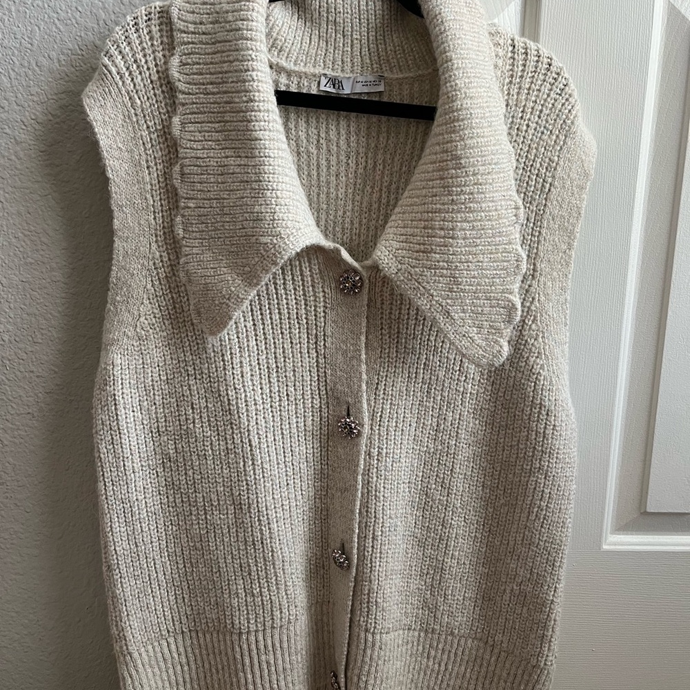 Zara Cream Knit Sweater Vest